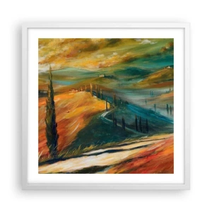 Póster en marco blanco - Paisaje toscano - 50x50 cm