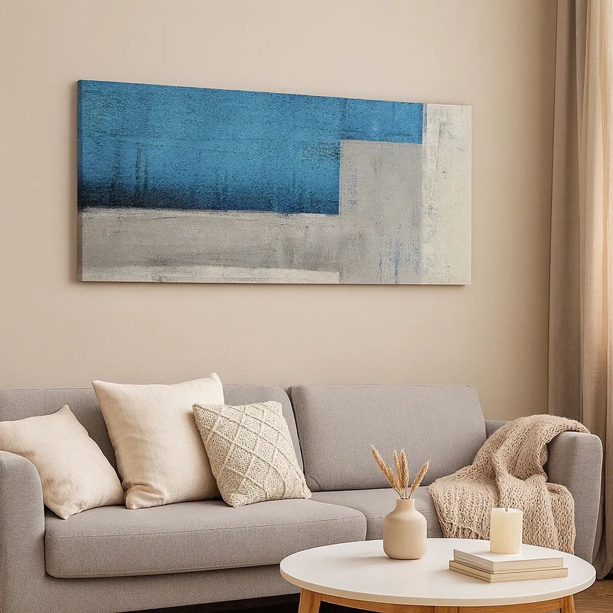 Cuadro sobre lienzo - Impresión de Imagen - Composición poética de gris y azul - 30x30 cm