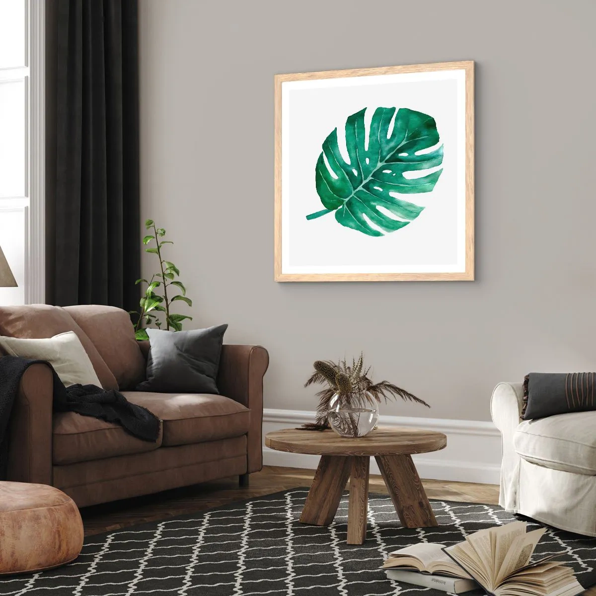 Póster en marco roble claro - Concepto verde - 50x50 cm