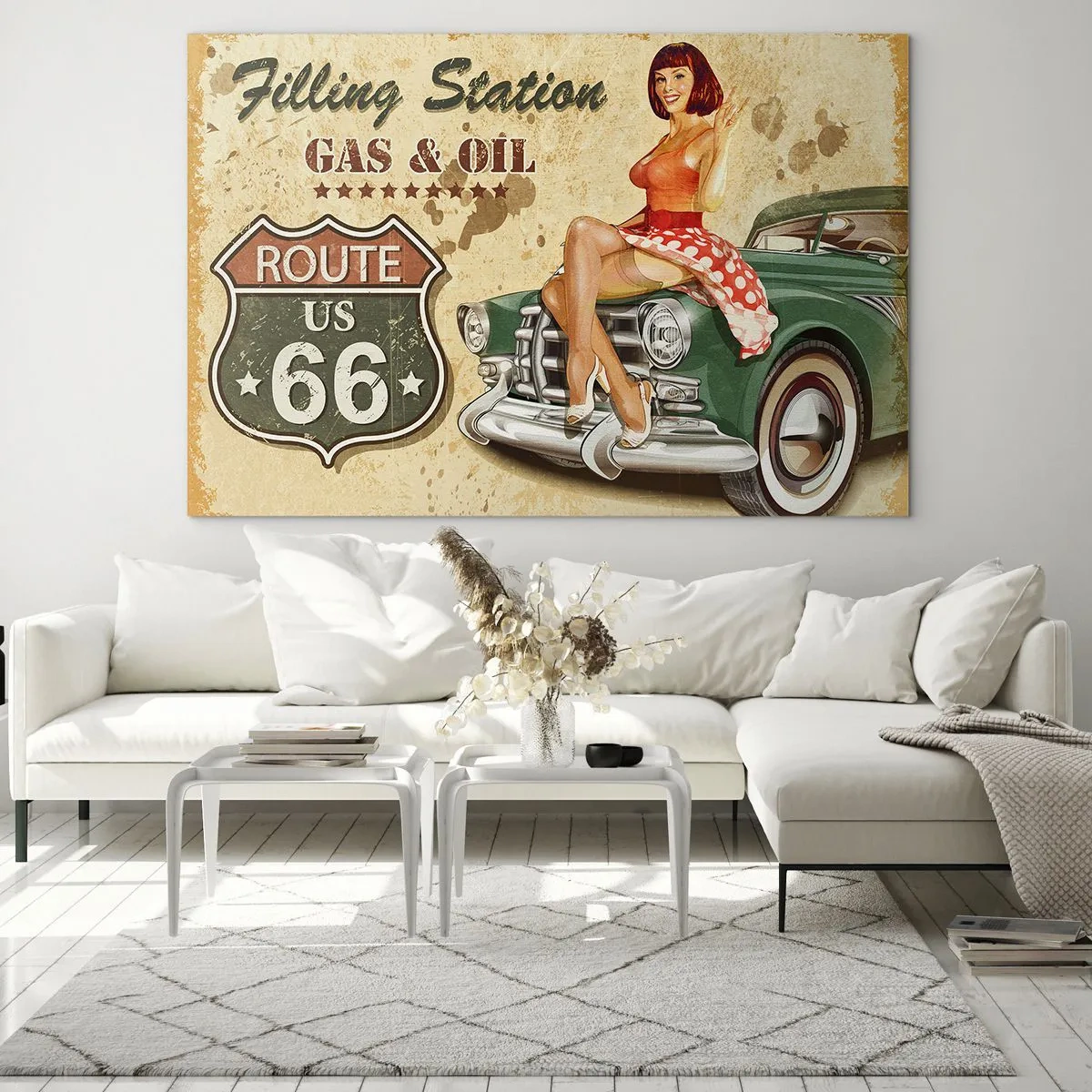 Cuadro sobre vidrio - Impresiones sobre Vidrio - Los maravillosos años 40 - 120x80cm - Los gloriosos años 40 - Decoración de pared moderna para salón y dormitorio ARTTOR