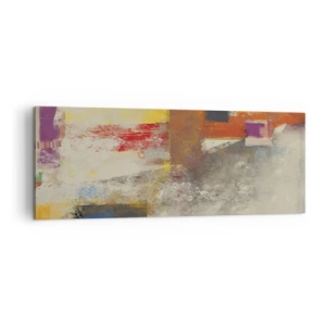 Cuadro sobre lienzo - Impresión de Imagen - Abstracción colorida con formas geométricas. - 140x50cm - Geometría de color - Decoración de pared moderna para salón y dormitorio ARTTOR
