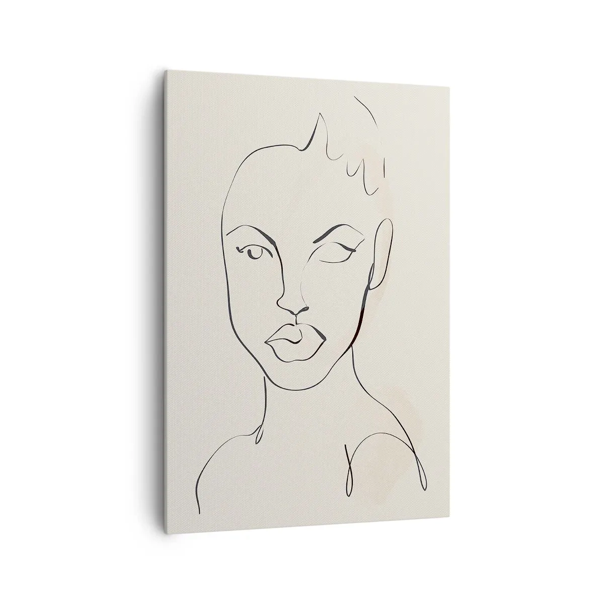 Cuadro sobre lienzo - Impresión de Imagen - Boceto minimalista del rostro de una mujer. - 70x100cm - Un esbozo de sensualidad - Decoración de pared moderna para salón y dormitorio ARTTOR