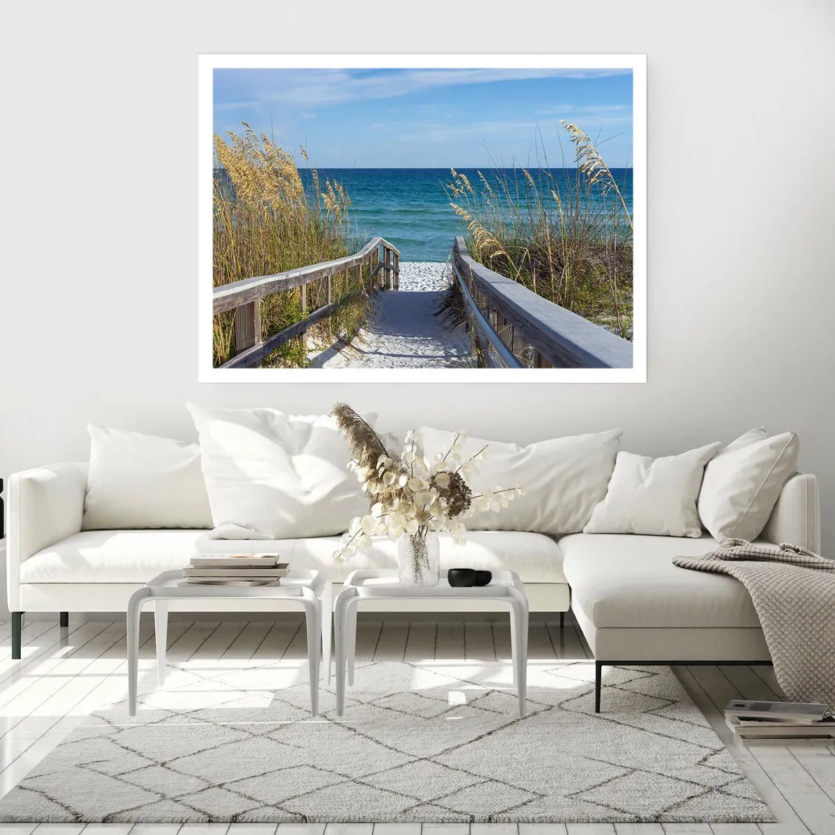 Póster - Camino a la playa con vistas al mar - 100x70cm - En el sol, en el viento - Decoración de pared moderna para salón y dormitorio ARTTOR