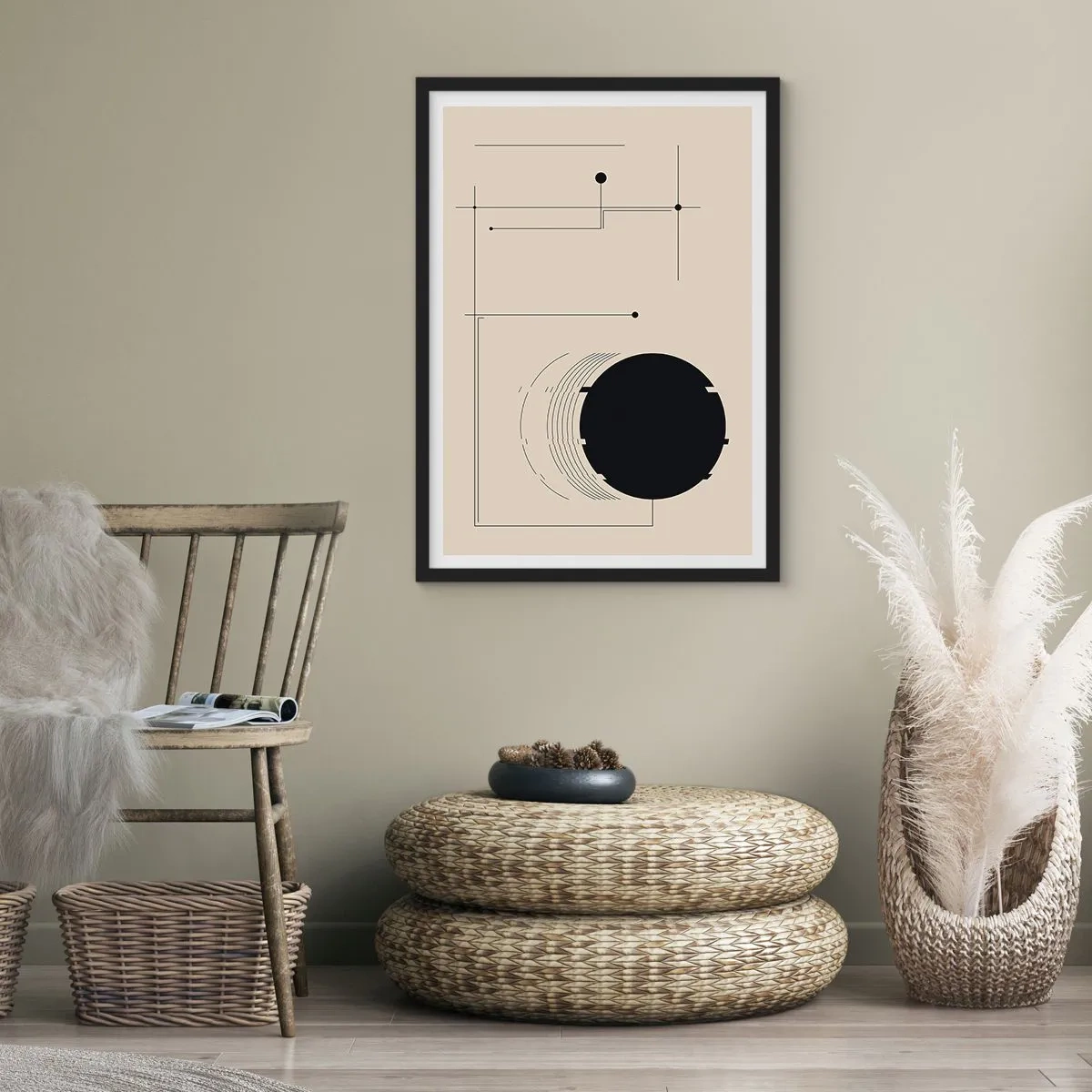 Póster en marco negro - Composición elástica y dinámica - 30x40 cm