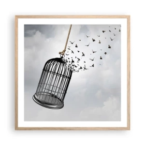 Póster en marco roble claro - Fe... Esperanza... ¡Libertad! - 60x60 cm