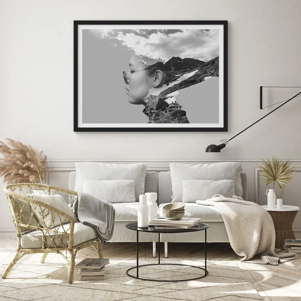 Póster en marco negro - Retrato sobre montañas y nubes - 40x30 cm