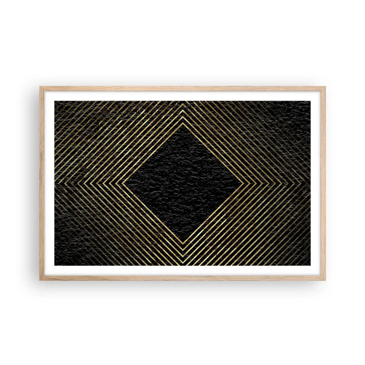 Póster en marco roble claro - Geometría al estilo glamour - 91x61 cm