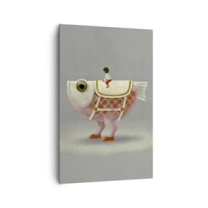 Cuadro sobre lienzo - Impresión de Imagen - Un elegante jinete de pez con piernas y silla de montar. - 80x120cm - Jinete del pescado - Decoración de pared moderna para salón y dormitorio ARTTOR