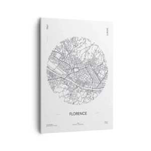 Cuadro sobre lienzo - Impresión de Imagen - Un mapa de Florencia en un estilo minimalista en blanco y negro. - 50x70cm - Anatomía de Florencia - Decoración de pared moderna para salón y dormitorio ARTTOR