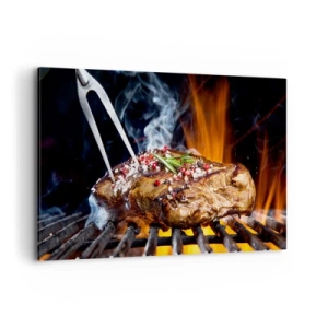Cuadro sobre lienzo - Impresión de Imagen - Filete a la parrilla con especias - 120x80cm - Jugoso y fragante - Decoración de pared moderna para salón y dormitorio ARTTOR