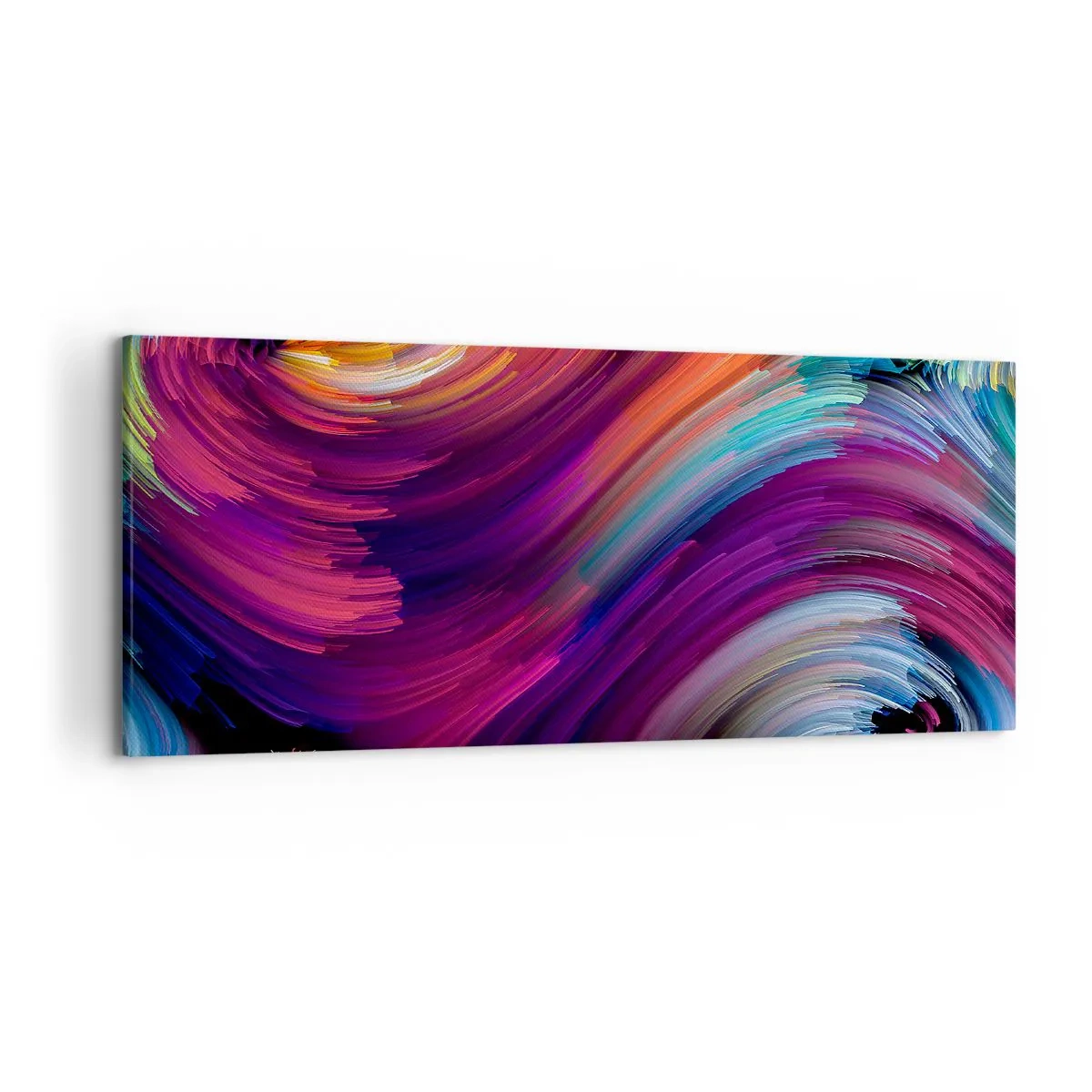 Cuadro sobre lienzo - Impresión de Imagen - Remolinos abstractos en colores vibrantes - 120x50cm - El comienzo de un nuevo mundo - Decoración de pared moderna para salón y dormitorio ARTTOR
