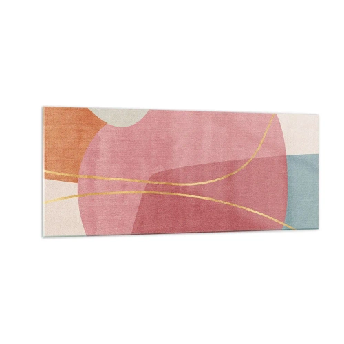 Cuadro sobre vidrio - Impresiones sobre Vidrio - Composición en pastel con hilos de oro - 100x40 cm