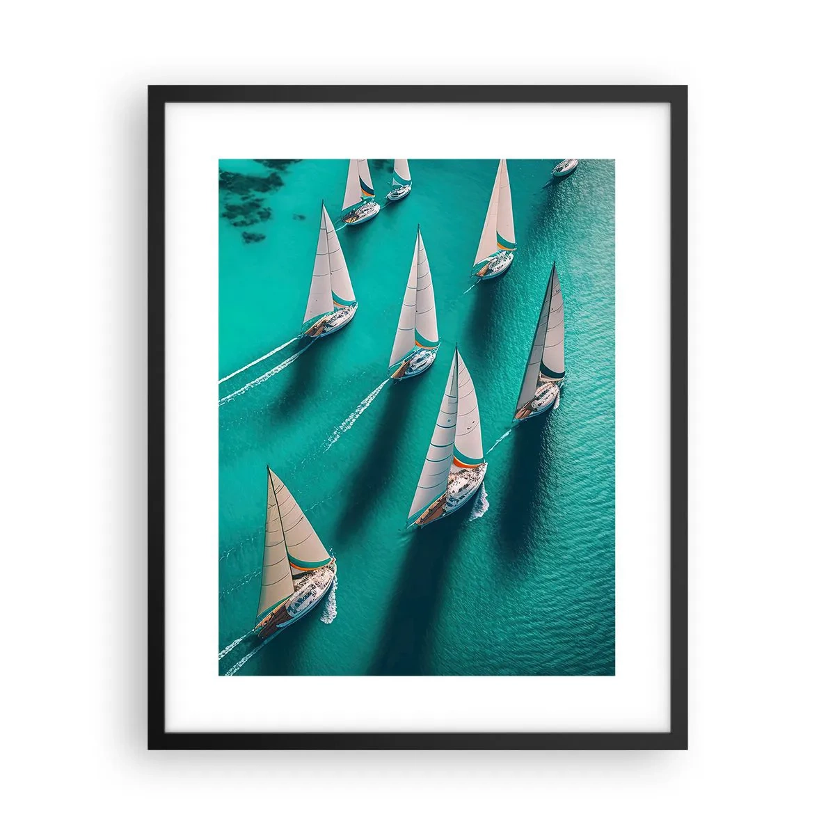 Póster en marco negro - En competición con el viento - 40x50 cm