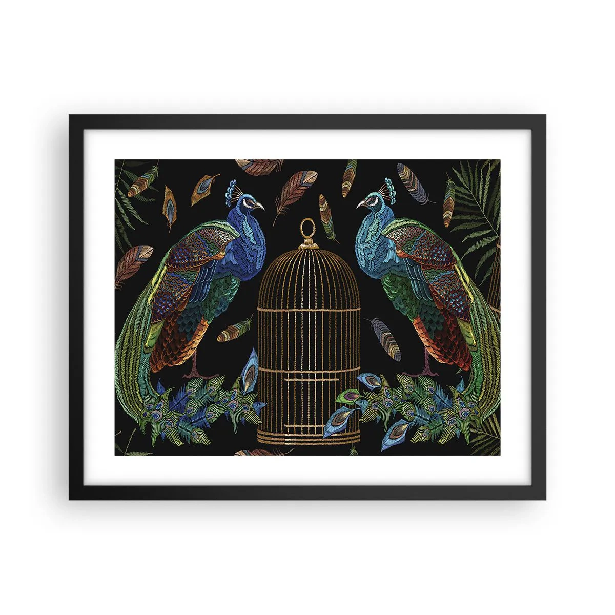 Póster en marco negro - Con plumajes reales - 50x40 cm