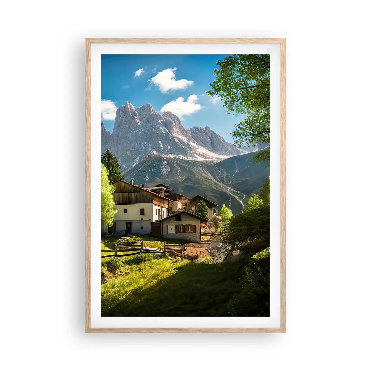 Póster en marco roble claro - Idilio alpino - 61x91 cm