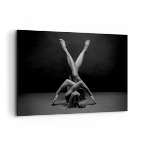 Cuadro sobre lienzo - Impresión de Imagen - Una interpretación artística de una mujer en blanco y negro. - 120x80cm - Geometría al desnudo - Decoración de pared moderna para salón y dormitorio ARTTOR