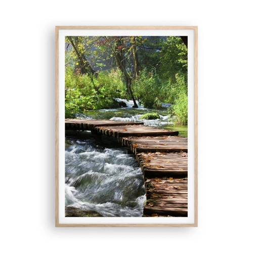 Póster en marco roble claro - Sobre una cascada de espuma - 70x100 cm