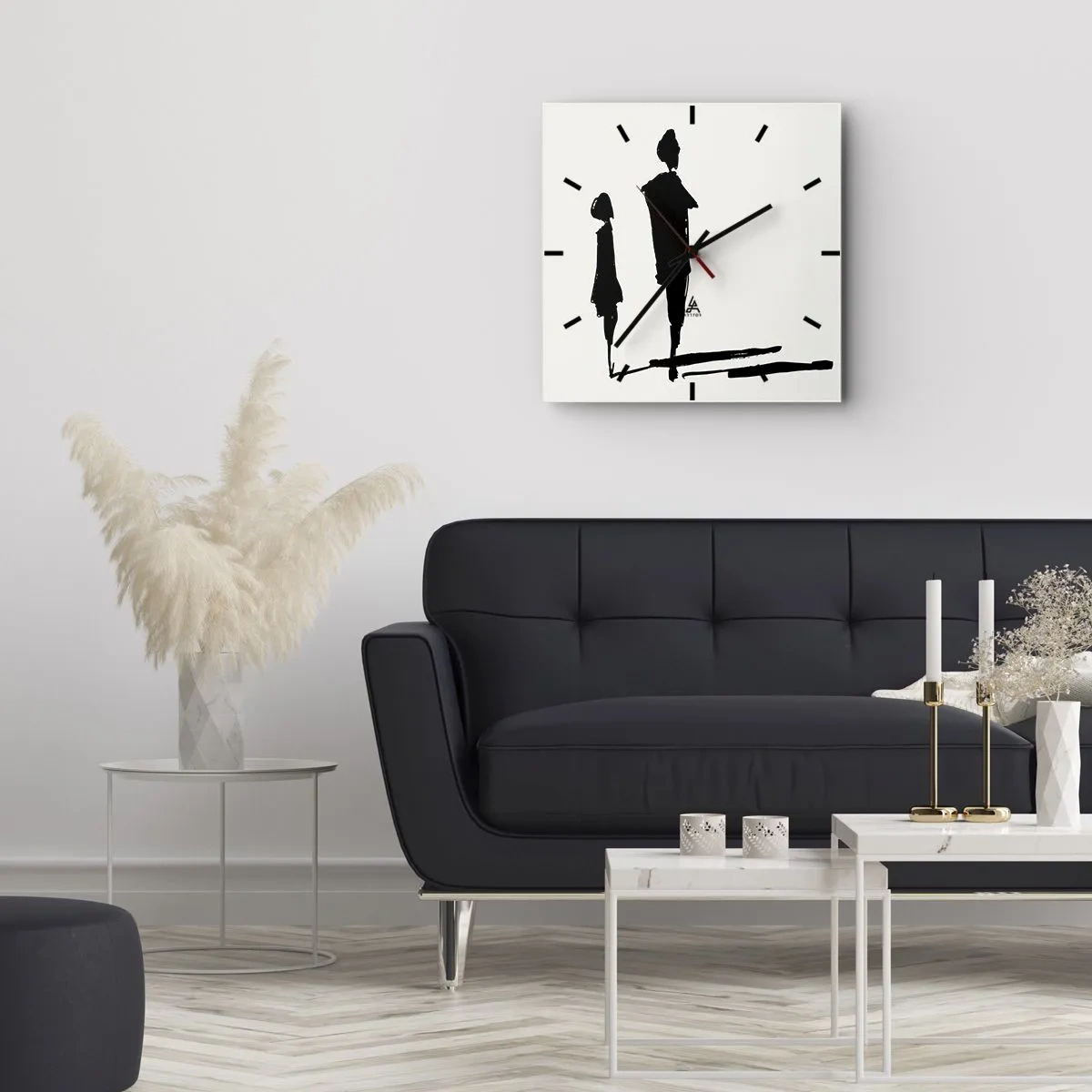 Reloj de pared - Reloj de vidrio - Siluetas de dos personas en negro sobre un fondo claro - 30x30cm - ¿Seguro que juntos? - Decoración de pared moderna para salón y dormitorio ARTTOR