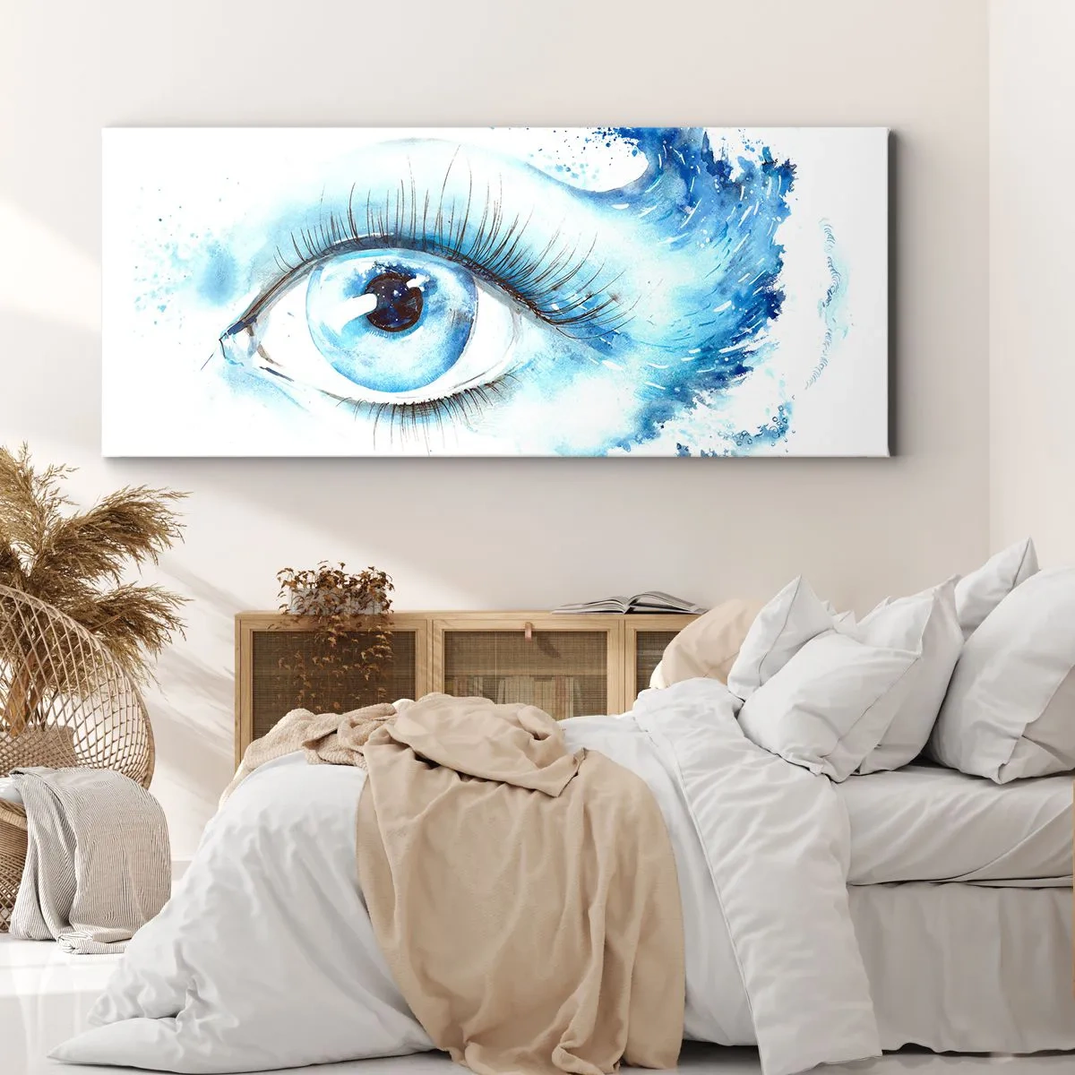 Cuadro sobre lienzo - Impresión de Imagen - Sumérgete en el azul de tu mirada - 90x30 cm