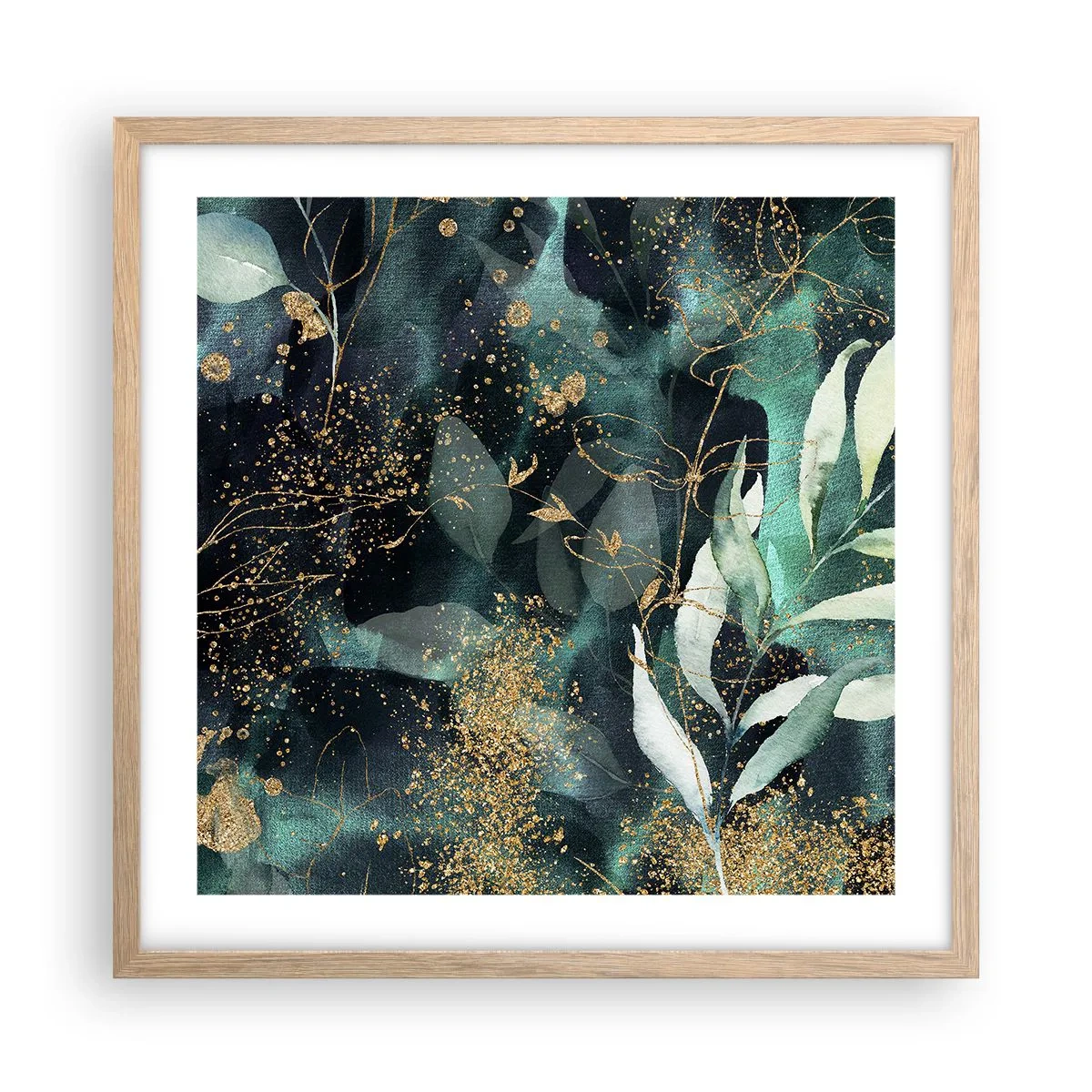 Póster en marco roble claro - Jardín encantado - 50x50 cm