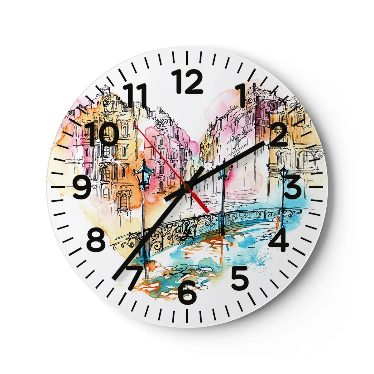 Reloj de pared - Reloj de vidrio - El corazón de la ciudad - 30x30 cm