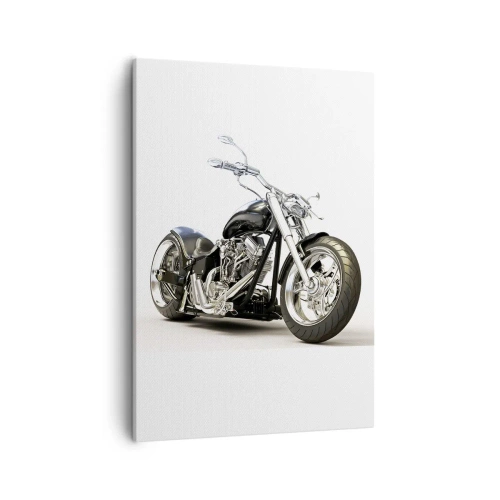 Cuadro sobre lienzo - Impresión de Imagen - Elegante motocicleta negra sobre fondo blanco. - 50x70cm - Una fuerza con carácter - Decoración de pared moderna para salón y dormitorio ARTTOR