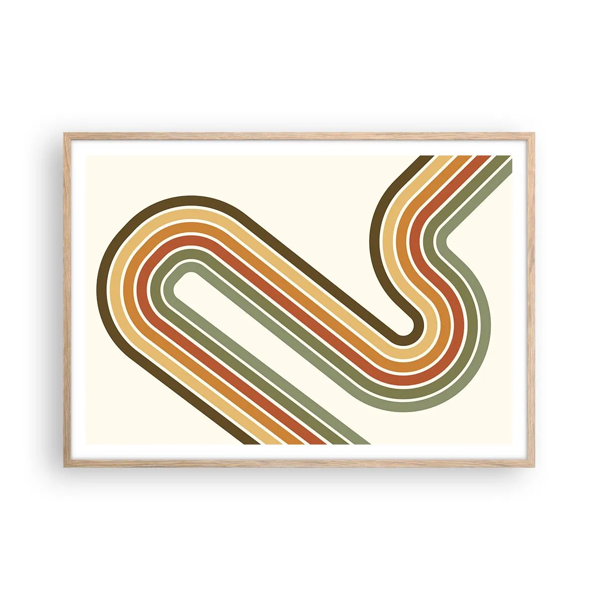 Póster en marco roble claro - Zigzagueando hasta su destino - 100x70 cm