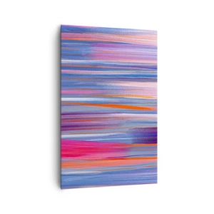 Cuadro sobre lienzo - Impresión de Imagen - Líneas verticales abstractas en tonos azul y rosa. - 80x120cm - Ascensión - Decoración de pared moderna para salón y dormitorio ARTTOR