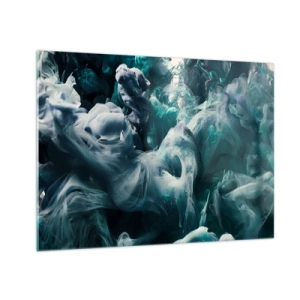 Cuadro sobre vidrio - Impresiones sobre Vidrio - La danza de las pinturas en el agua crea formas abstractas. - 70x50cm - Un movimiento de color - Decoración de pared moderna para salón y dormitorio ARTTOR