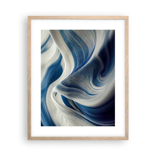 Póster en marco roble claro - Fluidez de azul y blanco - 40x50 cm