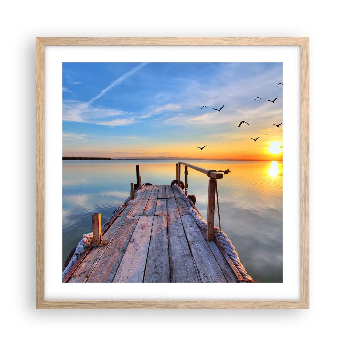 Póster en marco roble claro - Caminando hacia el sol - 50x50 cm