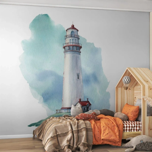 Fotomural Premium Canvas - Gentil hermana del azul - Faro, Playa, Dibujo - 500x350 cm