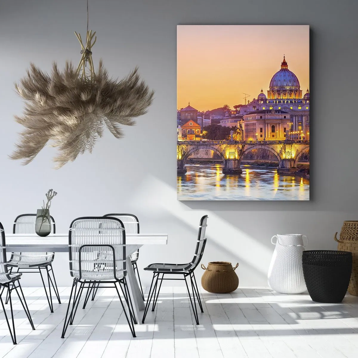 Cuadro sobre lienzo - Impresión de Imagen - Crepúsculo sobre la Ciudad Eterna - 45x80 cm