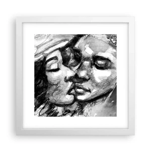 Póster en marco blanco - Un momento tierno - 30x30 cm