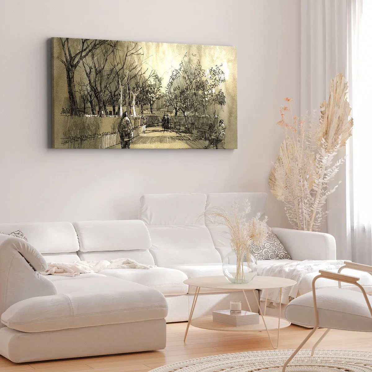 Cuadro sobre lienzo - Impresión de Imagen - Un momento hecho a pluma - 90x30 cm