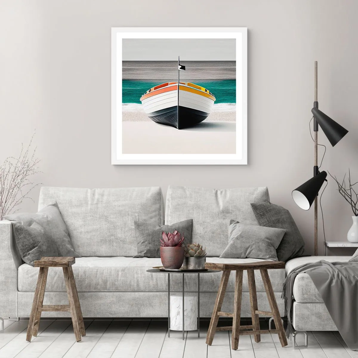 Póster en marco blanco - En su lugar exacto - 40x40 cm