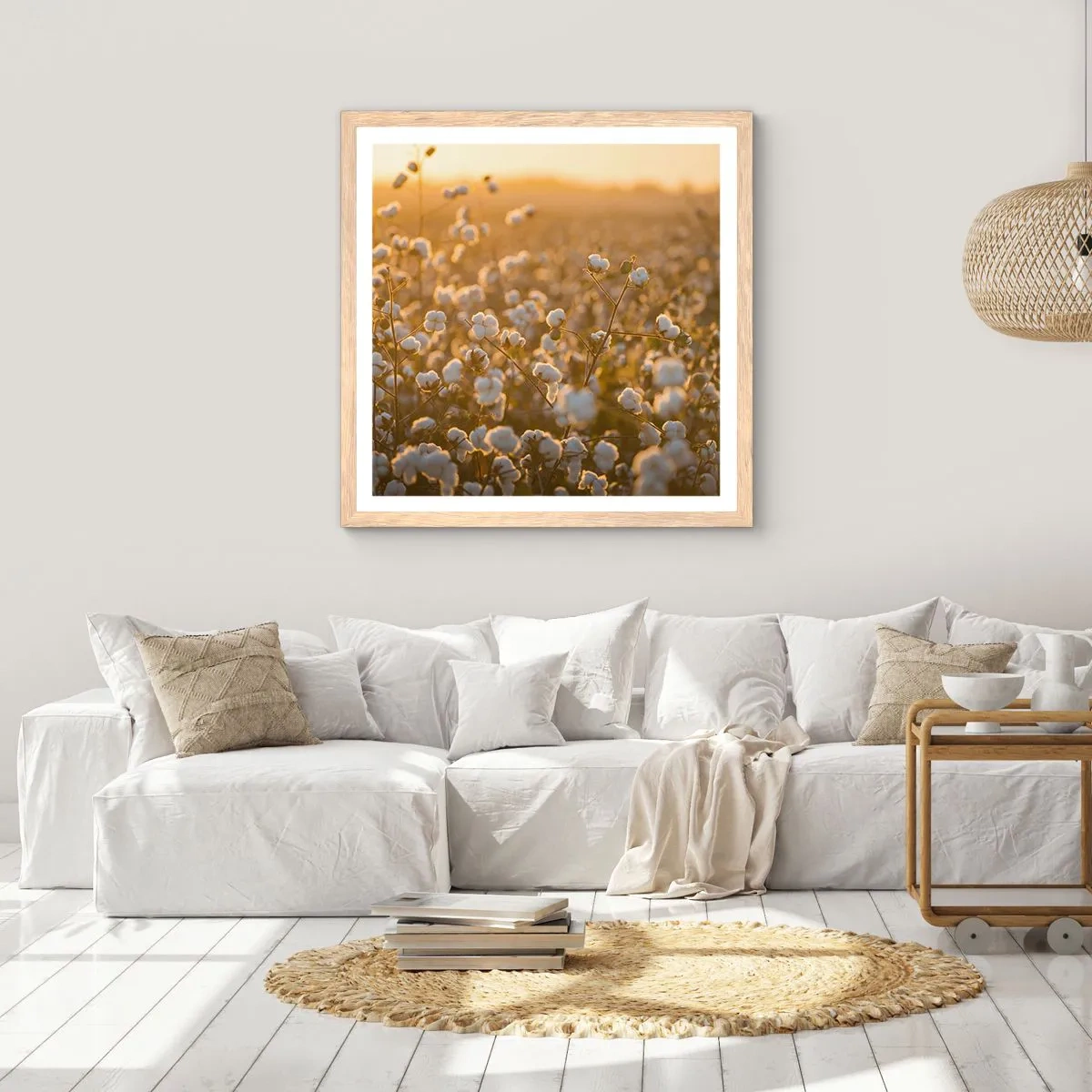 Póster en marco roble claro - Un campo esponjoso - 30x30 cm