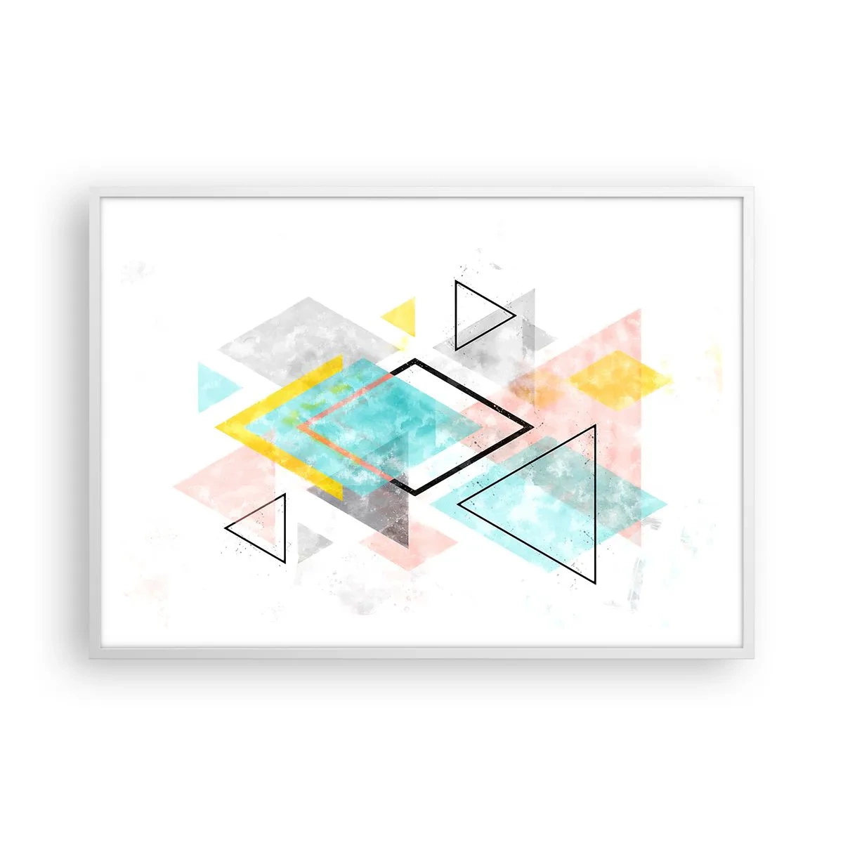 Póster en marco blanco - Un juego geométrico - 100x70 cm