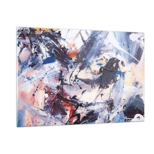 Cuadro sobre vidrio - Impresiones sobre Vidrio - Pintura abstracta en colores intensos - 120x80cm - Danza loca de la abstracción - Decoración de pared moderna para salón y dormitorio ARTTOR