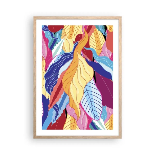 Póster en marco roble claro - Desorden colorido - 50x70 cm