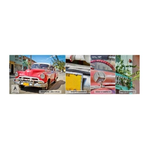 Muestra de fotomural Premium Sand - Solo en Cuba - Automotor, Auto Vintage, Arquitectura - 100x30 cm