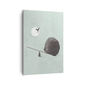 Cuadro sobre lienzo - Impresión de Imagen - Una escena simbólica con una figura y un equilibrio contra un cielo brillante. - 70x100cm - Un sueño hecho realidad - Decoración de pared moderna para salón y dormitorio ARTTOR