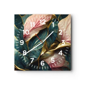 Reloj de pared - Reloj de vidrio - Elegancia y estilo naturales - 30x30 cm