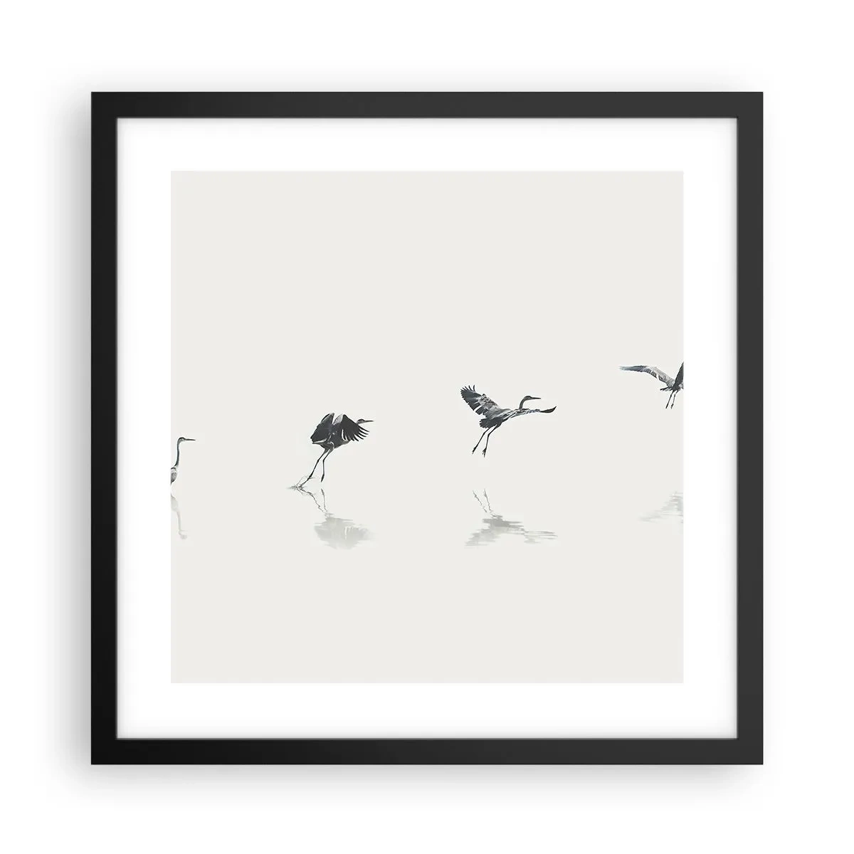 Póster en marco negro - Cuatro sencillos pasos para despegar - 40x40 cm