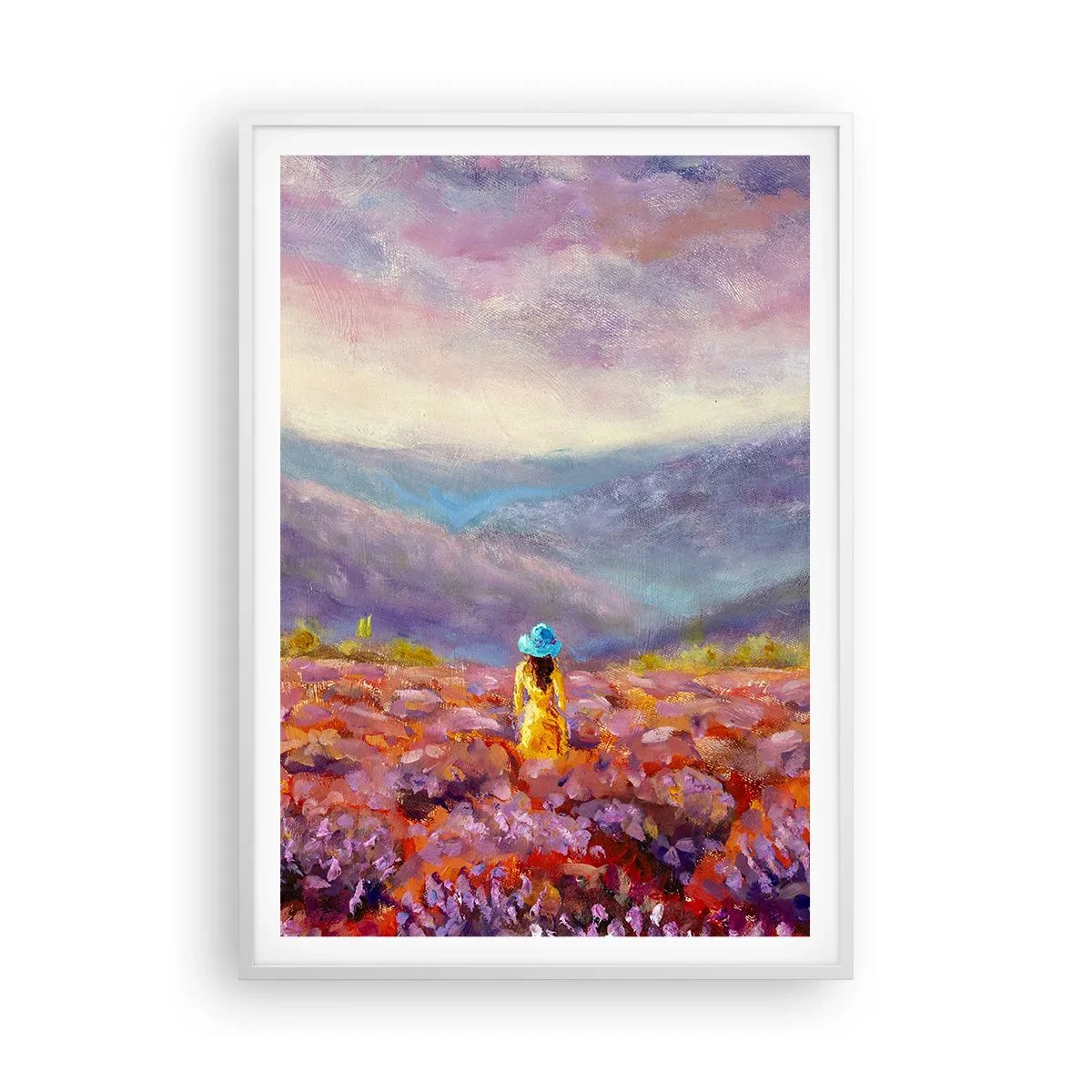 Póster en marco blanco - En un mundo de lavanda - 70x100 cm
