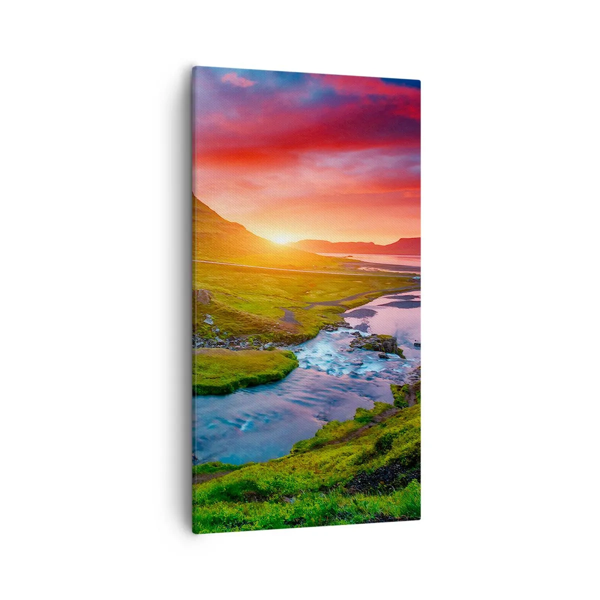 Cuadro sobre lienzo - Impresión de Imagen - Islandia - fuego y agua - 55x100 cm