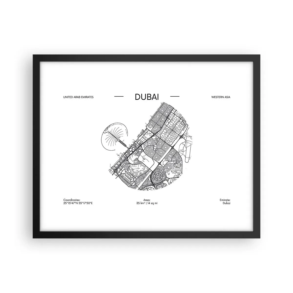 Póster en marco negro - Anatomía de Dubái - 50x40 cm