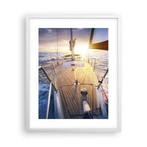 Póster en marco blanco - Corriendo sobre las olas - 40x50 cm