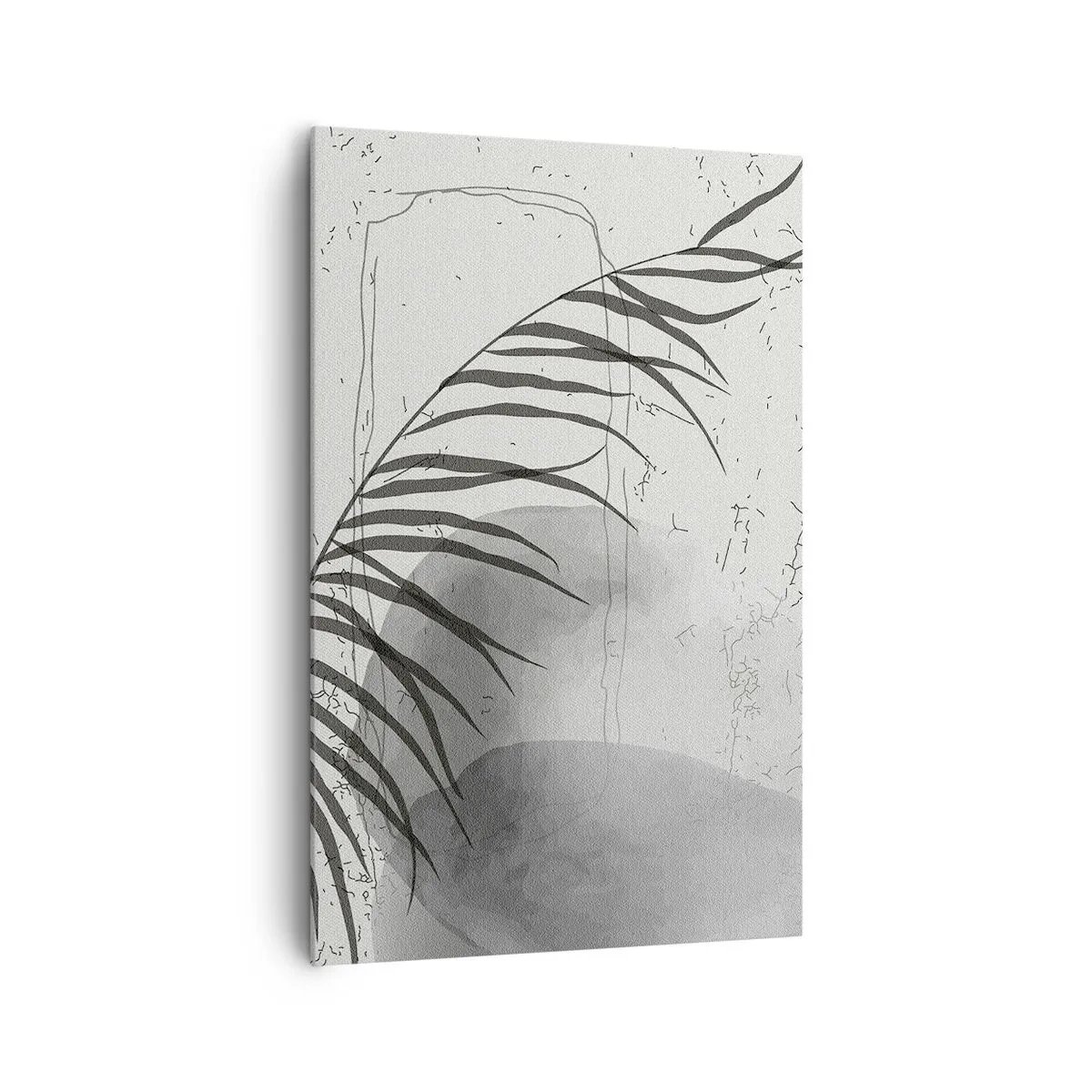 Cuadro sobre lienzo - Impresión de Imagen - Un delicado motivo de hojas de palma sobre un fondo claro en estilo escandinavo. - 80x120cm - El sutil exotismo de la naturaleza - Decoración de pared moderna para salón y dormitorio ARTTOR