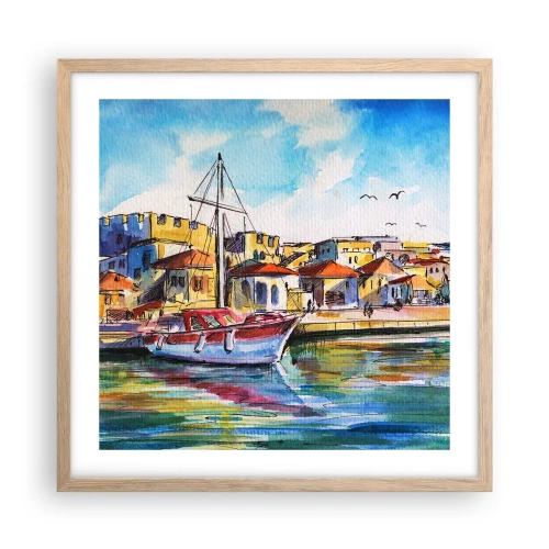 Póster en marco roble claro - Tarde de arco iris - 50x50 cm